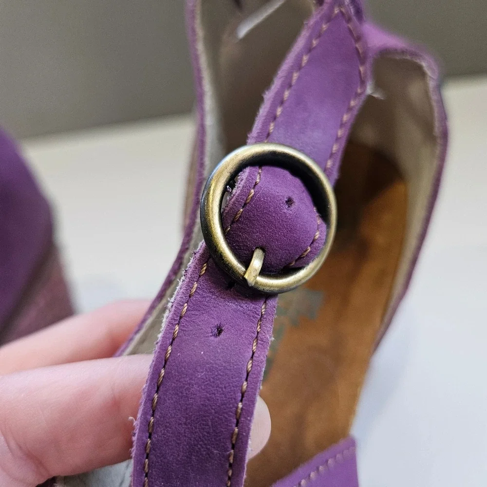 El Naturalista Sandals Heel Purple Leather Mary Jane Peep Toe 37 Wedding Guest